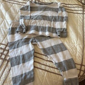 Burt's Bees Baby Gray and White Striped Top & Pants 18M